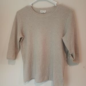 Club Monaco Cashmere Blend Ribbed Knit Sweater Women’s Large Gray 3/4 Sleeve L